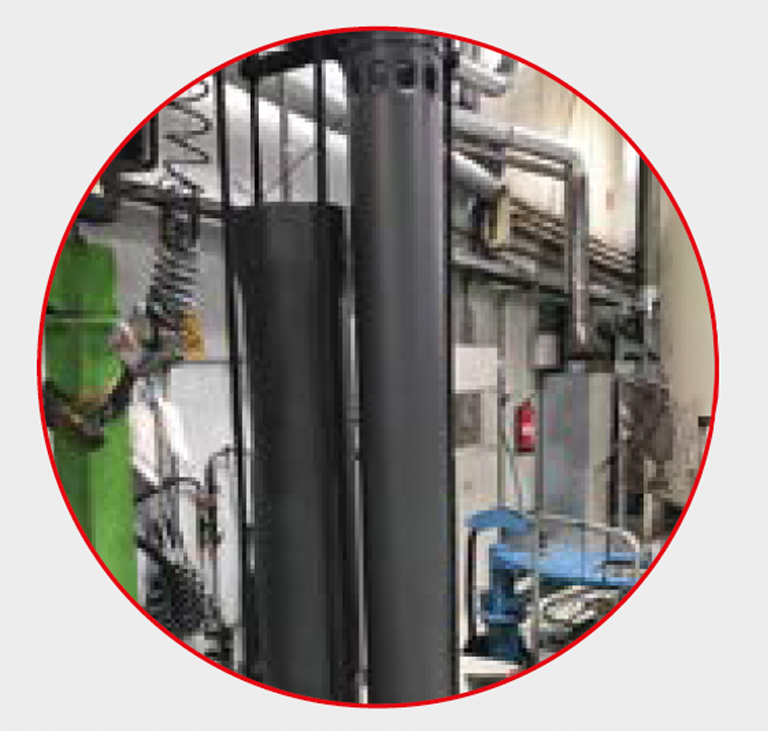 The treated cylinders (note the black finish from the Corr-IDur® treatment) begin their final assembly. The treated cylinders (note the black finish from the Corr-IDur® treatment) begin their final assembly.