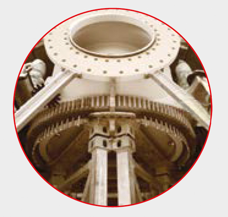 The gears are assembled into the drivetrain of the turbine.
