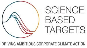 Science Based Targets logo with a circular line graph and tagline 'Driving Ambitious Corporate Climate Action' underneath.